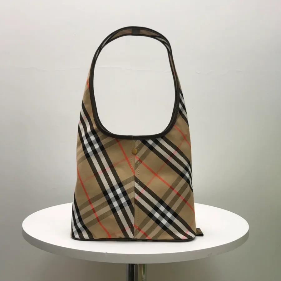 Burberry fabric bag leather trim catalog photo