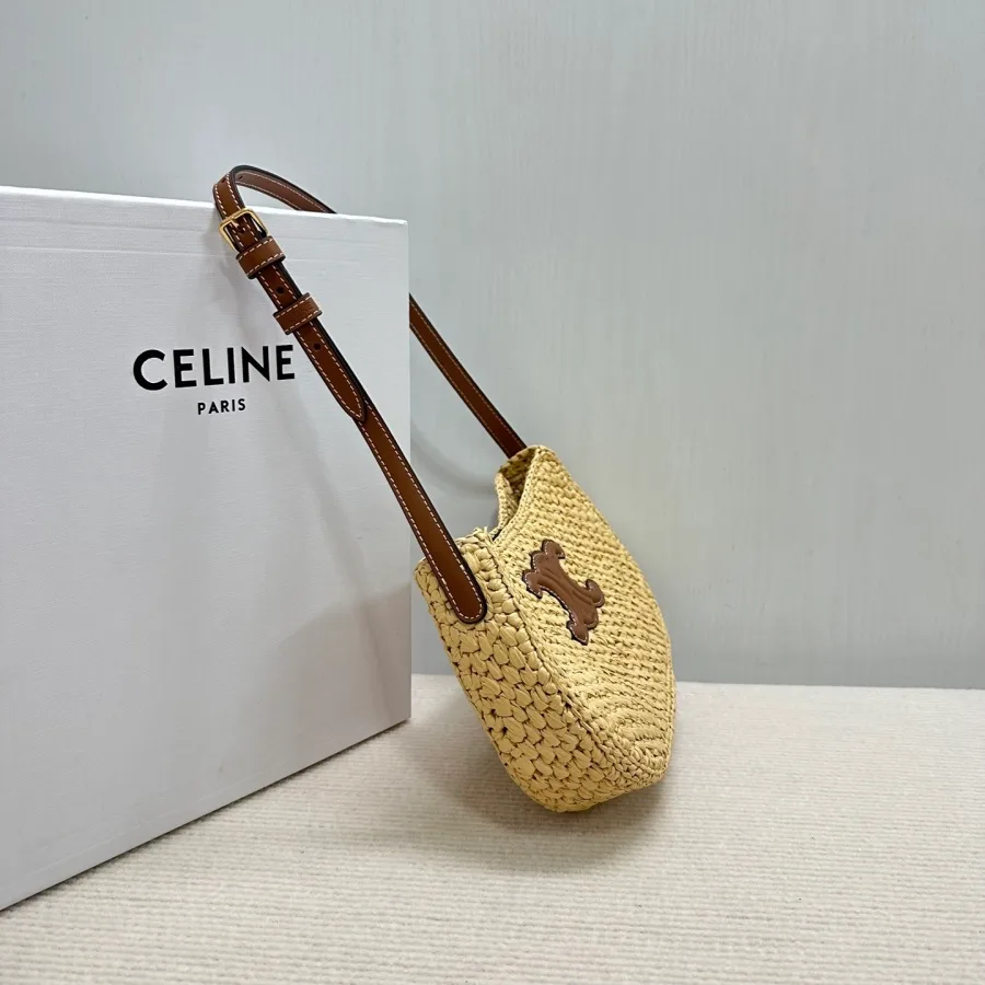 Celine compact woven shoulder bag angle catalog photo