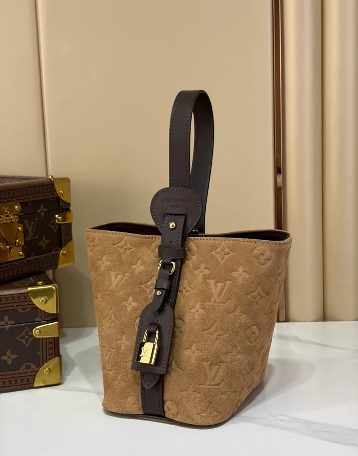 LV All In BB suede bucket detail catalog photo
