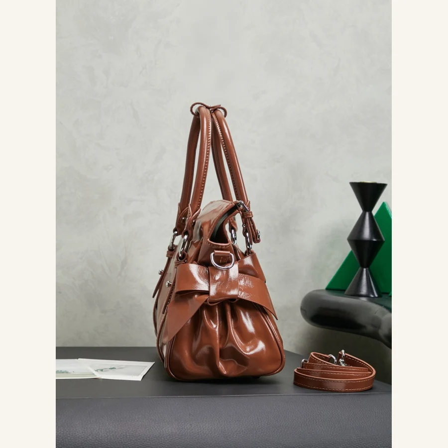 MiuMiu brown leather handbag side catalog photo