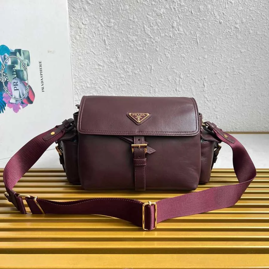 Prada burgundy leather messenger bag catalog photo